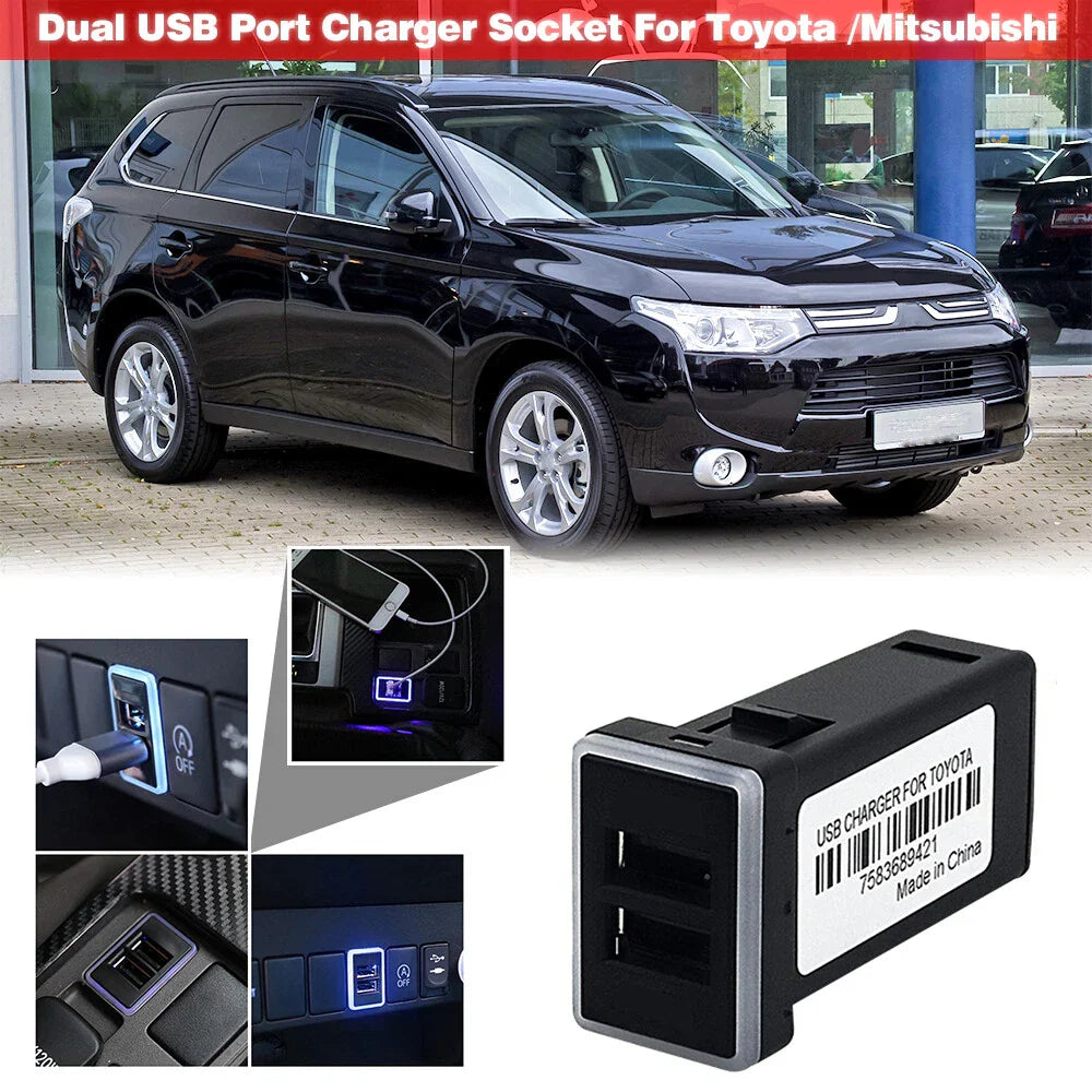36W USB Port QC3.0 Charger for Toyota Camry/Corolla/Sequoia/Mits Outlander