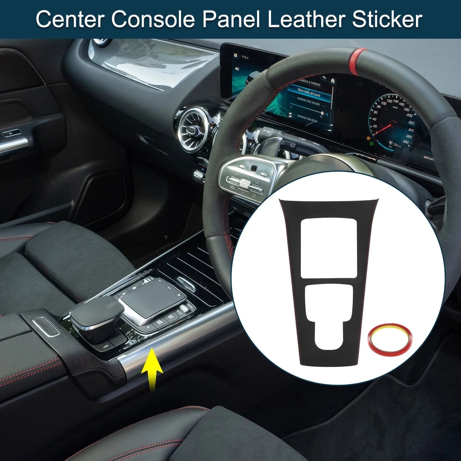 Center Console Panel Sticker for Mercedes-Benz GLA Class (2020-2021) Black Red