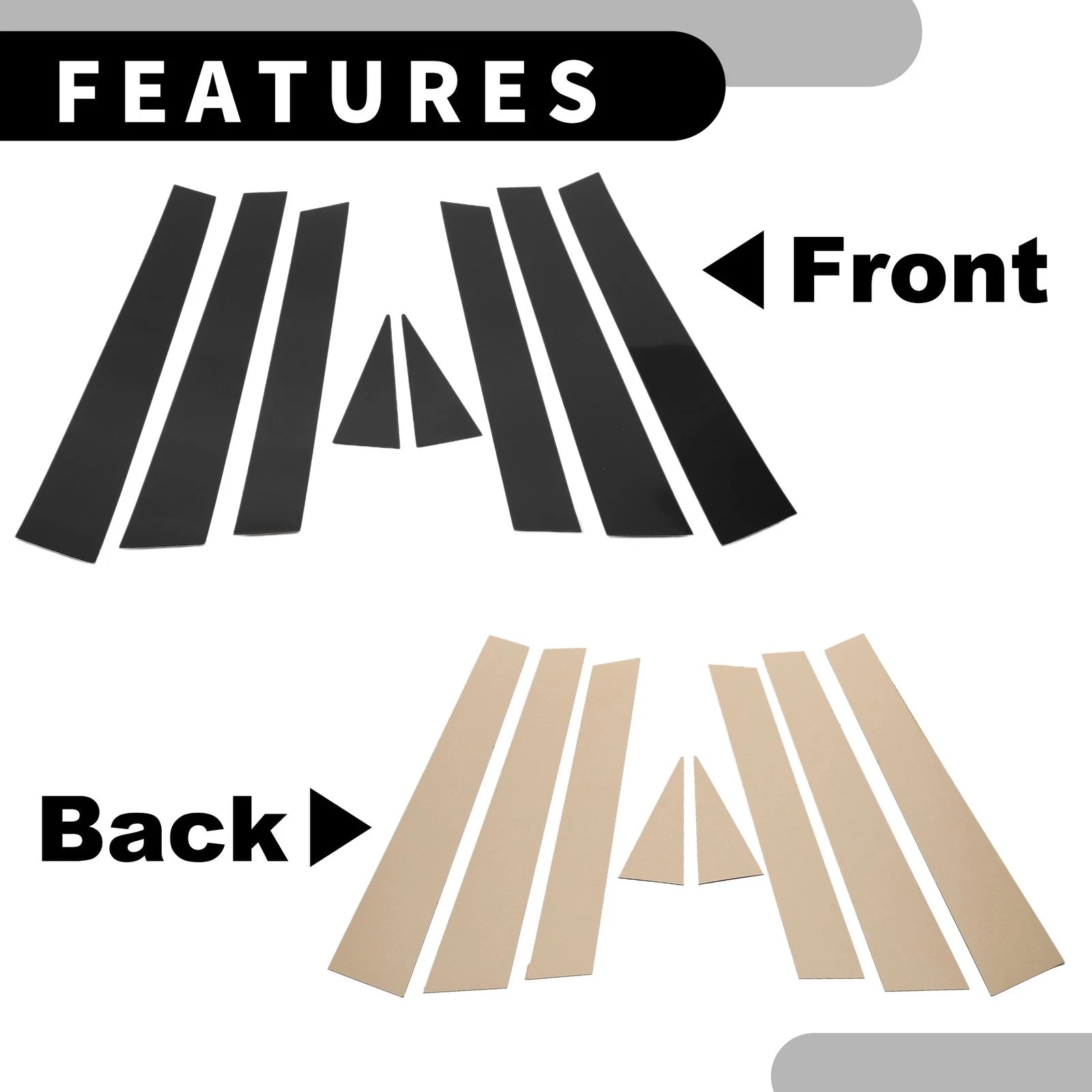 8 Pcs Window Trim Cover for Subaru Forester (2008–2012) Black