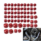 62X Engine Bolt Caps Cover Kit for Harley Road King Street Glide (2007–2016) Red
