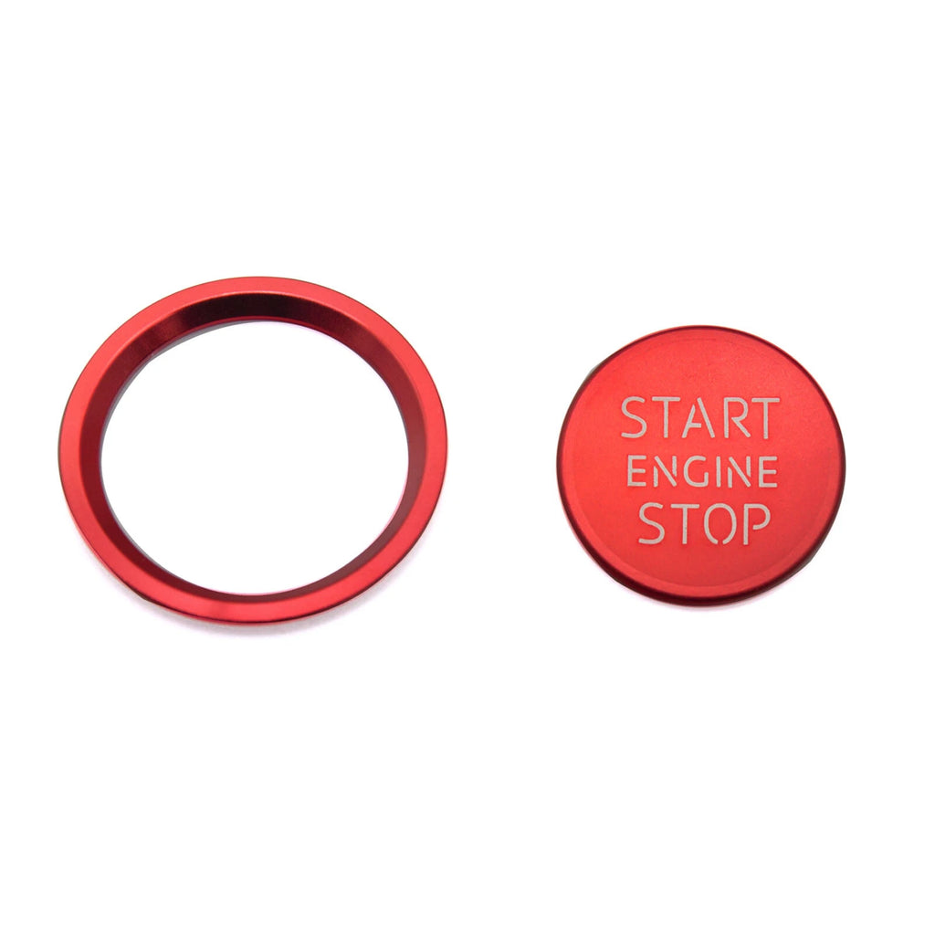 RS Style Red Keyless Start Engine Stop Cover with Decal Ring for Audi A4 (2010-2020)