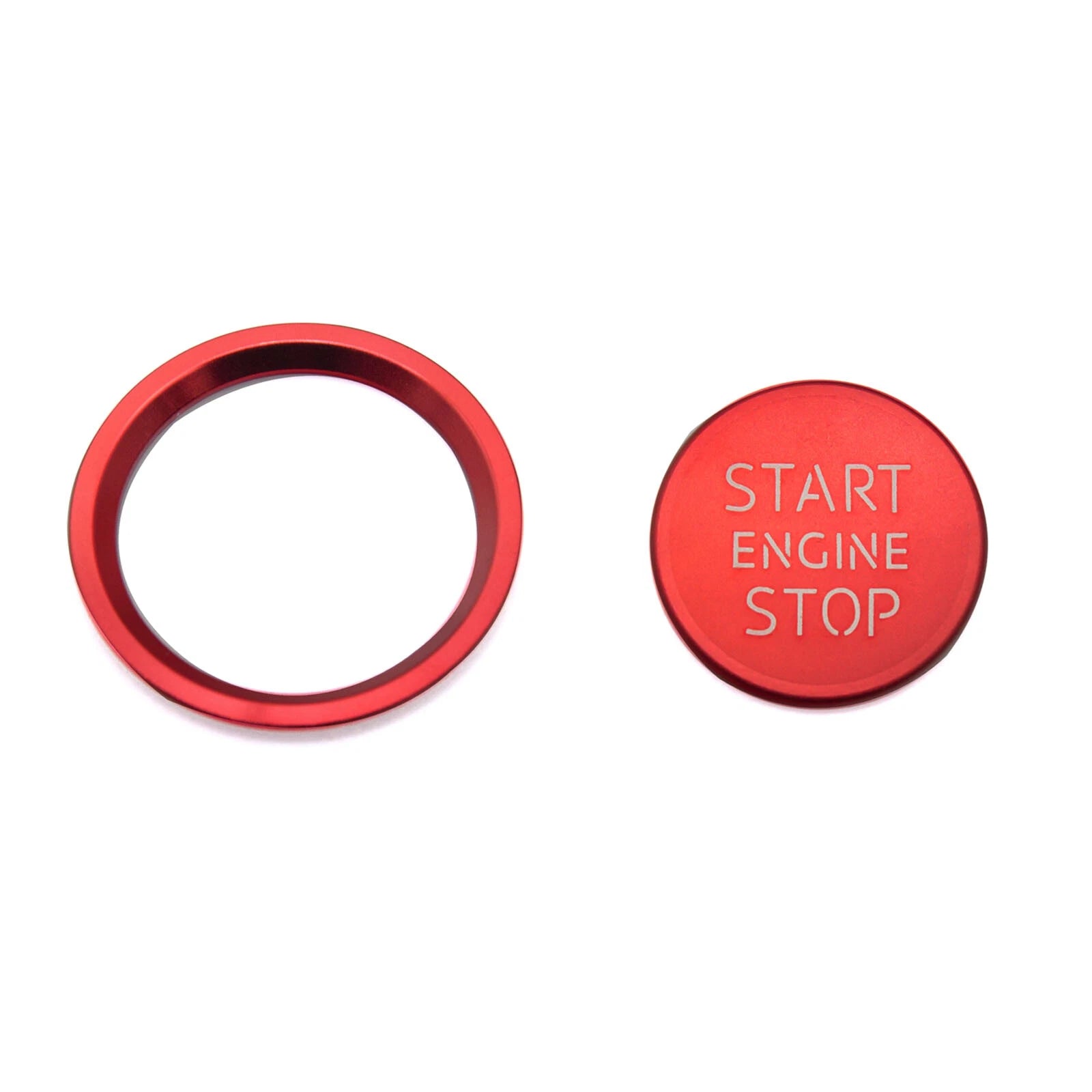 RS Style Red Keyless Start Engine Stop Cover with Decal Ring for Audi A4 (2010-2020)
