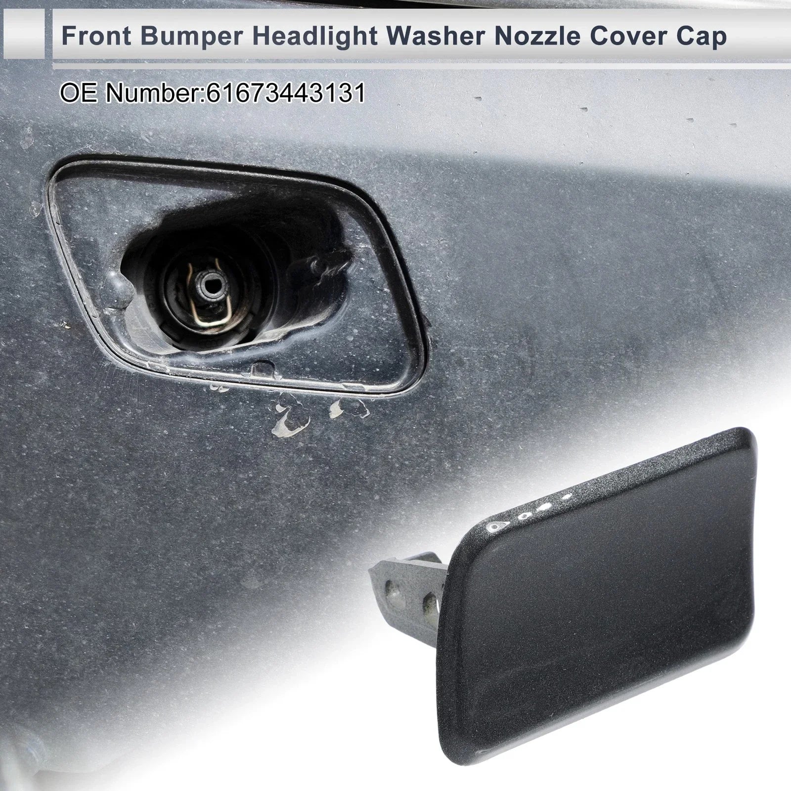 Front Left Side Bumper Headlight Washer Nozzle Cover Cap for BMW X3 Grey