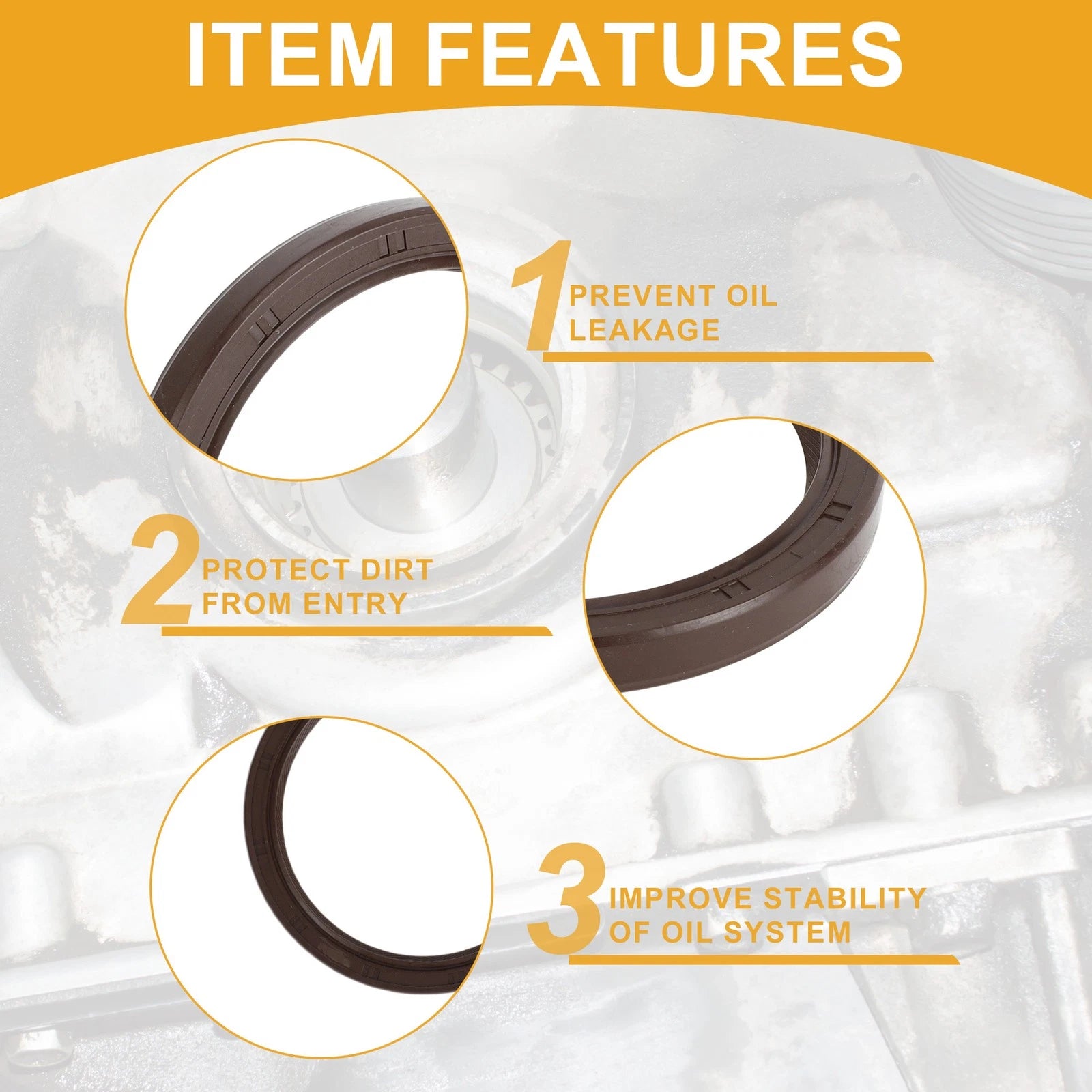 1 Pc Crankshaft Oil Seal for Honda Pilot (2003–2019) No. 91214-R70-A01/91214-RBB-003