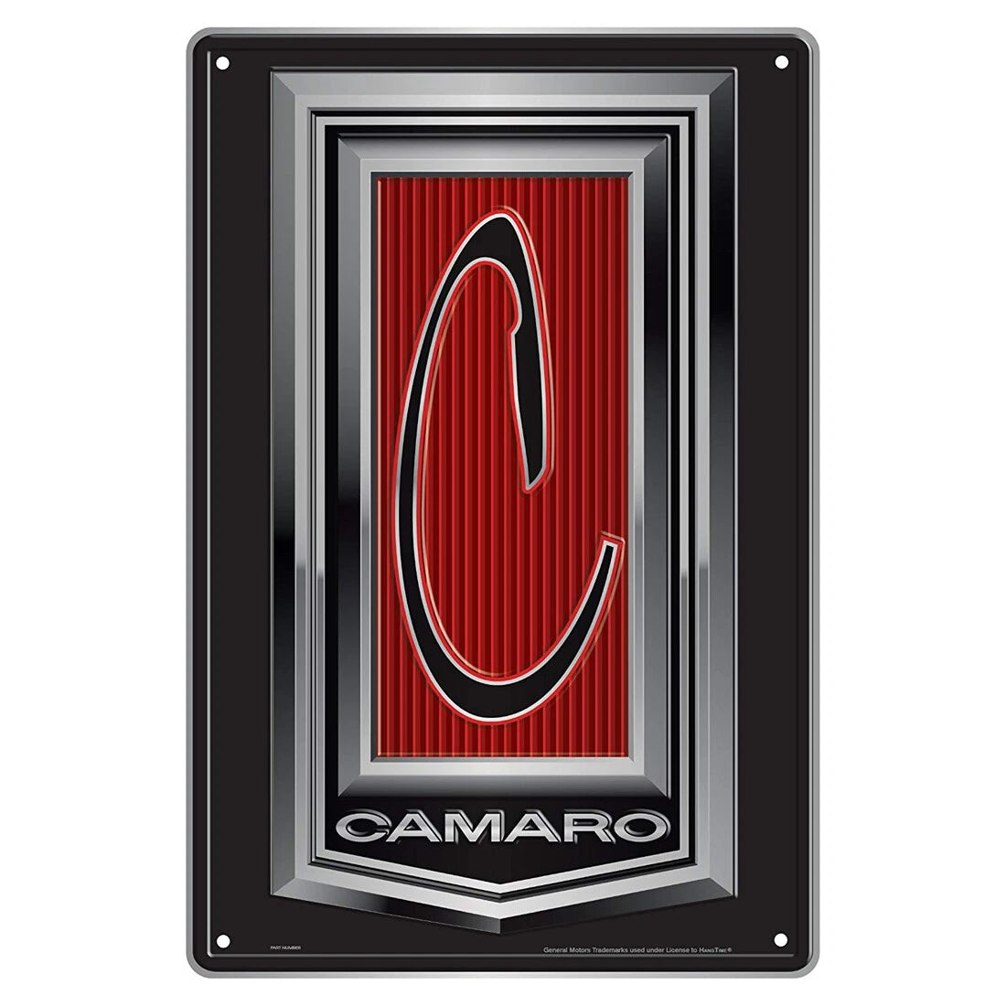 Camaro Metal Sign for Chevrolet Camaro (18 X 12) - Black & Red