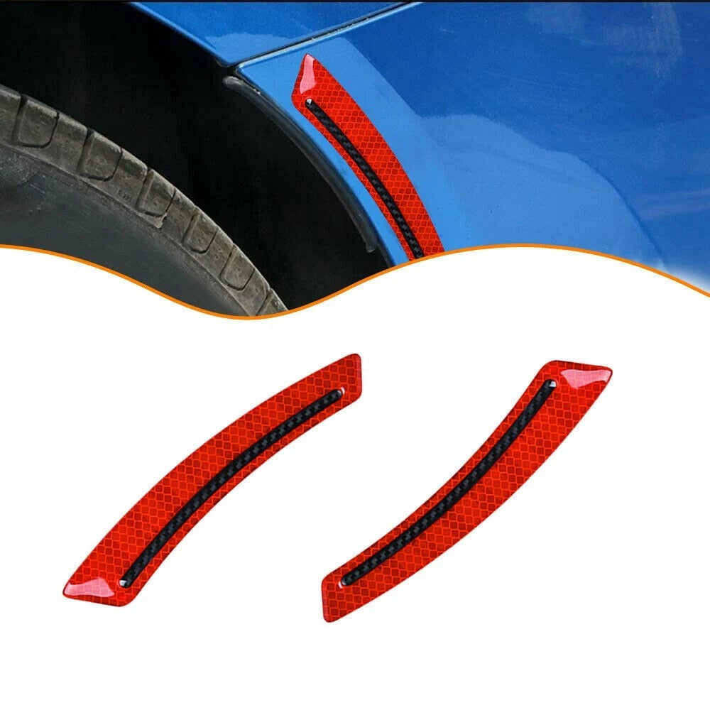 2X Red Reflective Stickers for Car Fenders (High Brightness)