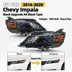 Projector Headlights for Chevy Impala (2014–2020) - All Black Pair