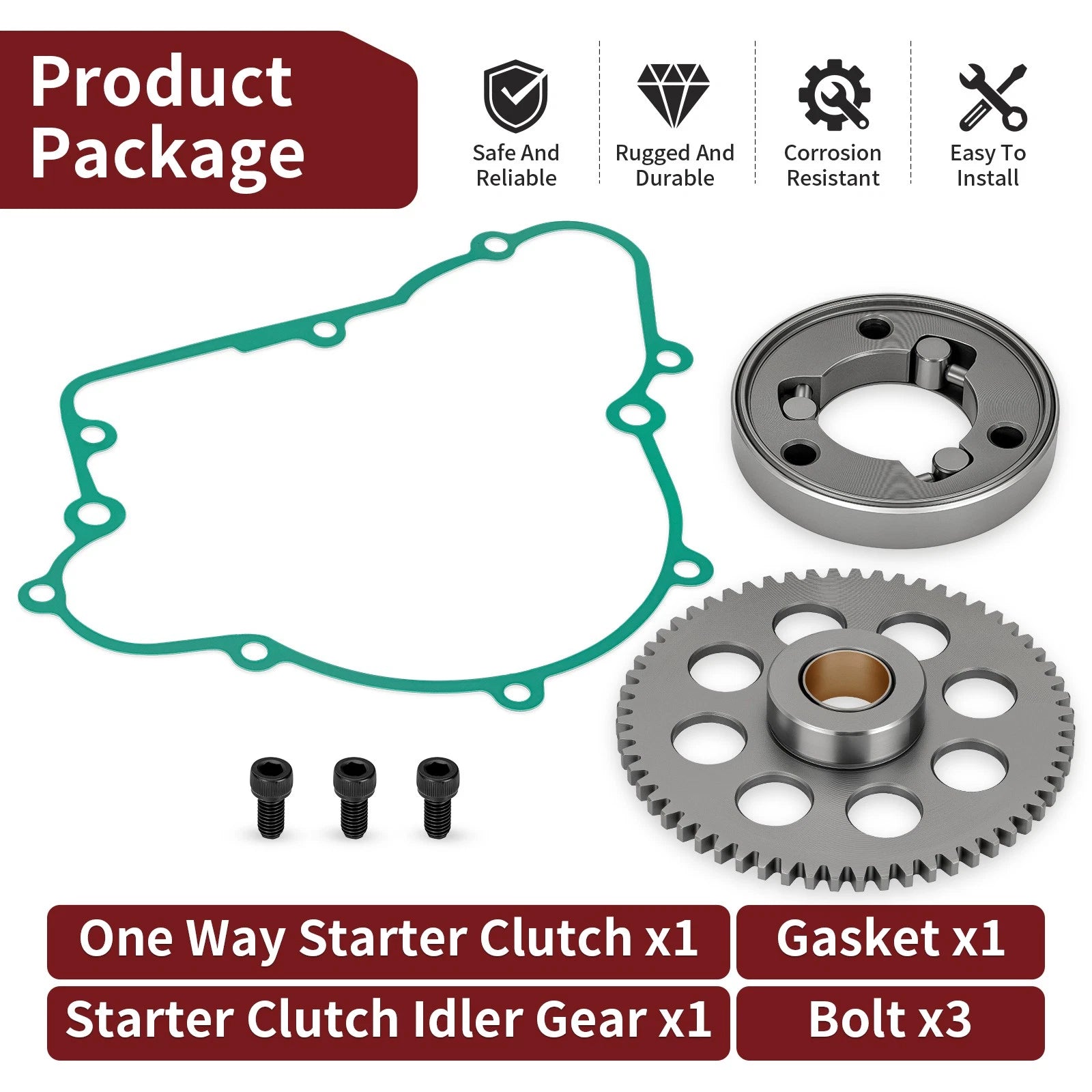 Starter Clutch Idler Gear Gasket Bolt for Kawasaki Bayou 250 (2003–2011)
