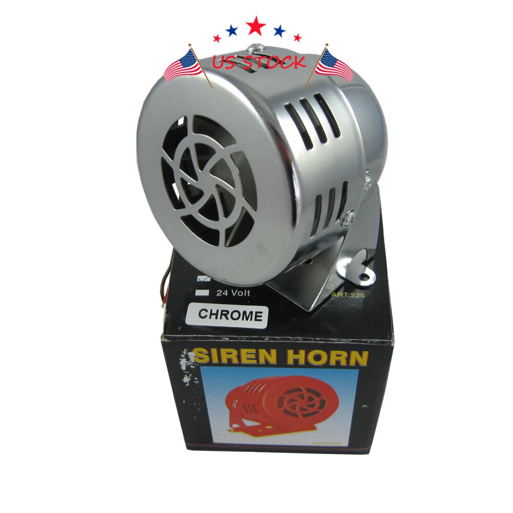 12V Electric Air Raid Horn for Car Truck Motorcycle (Chrome)