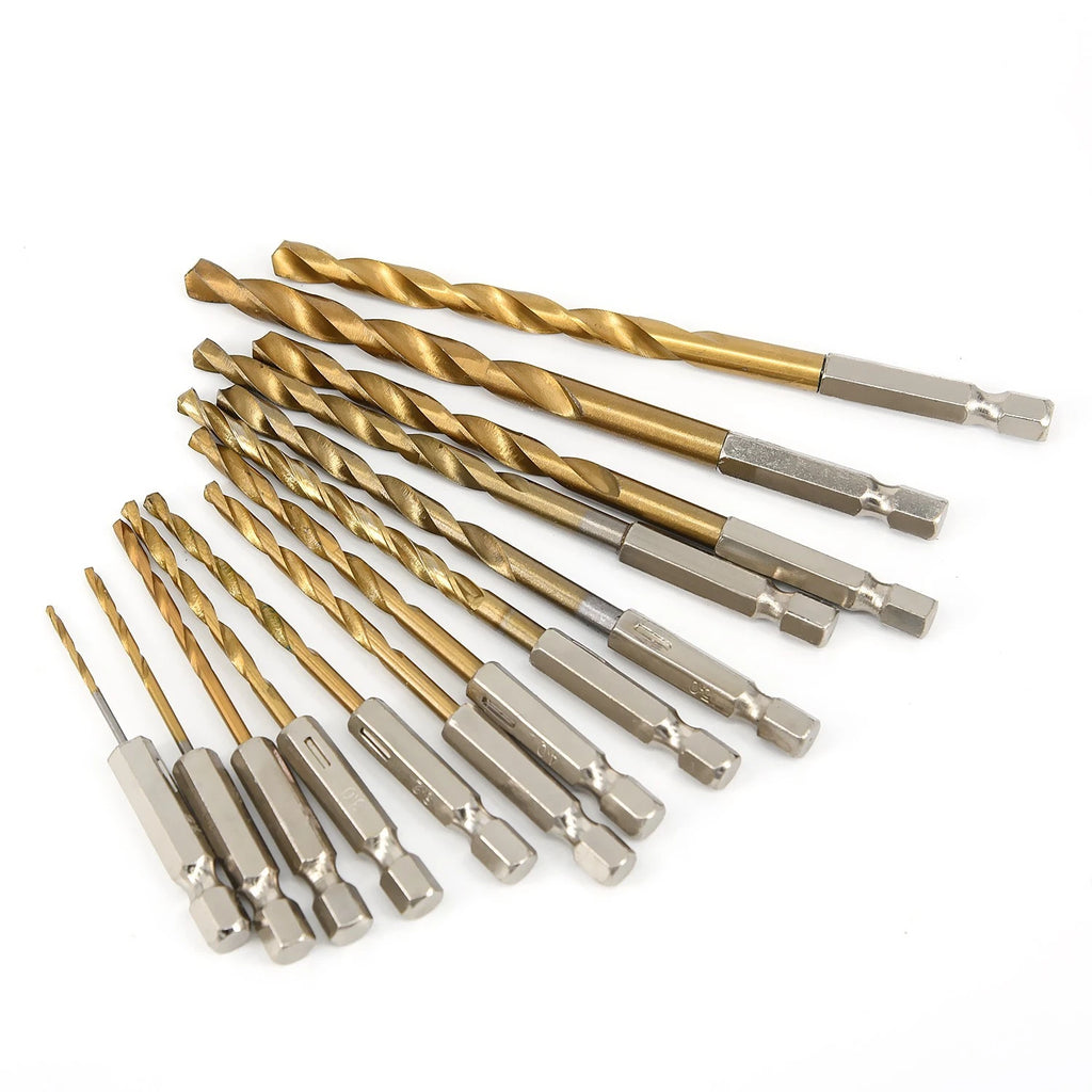 13 PCS HSS Steel Drill Bit Set 1.5-6.5 mm Hex Shank for Automotive Use