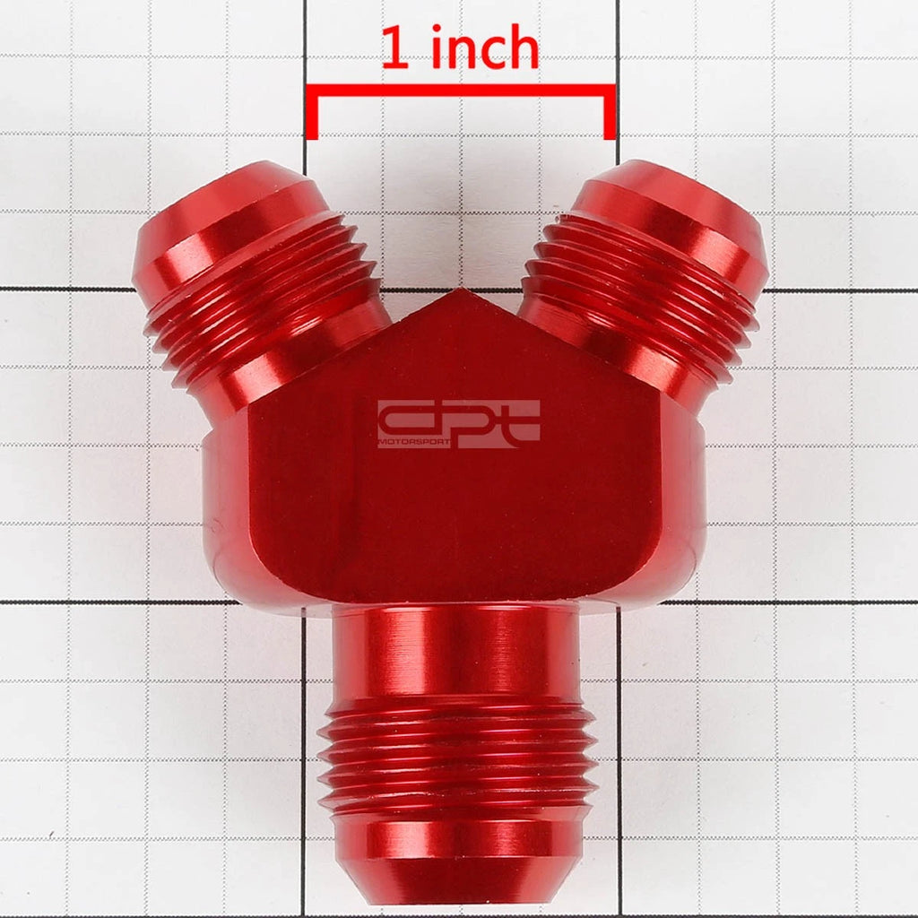2X 10-AN Male Flare Y-Block Splitter Adapter 8-AN Red Anodize Reducer Fitting