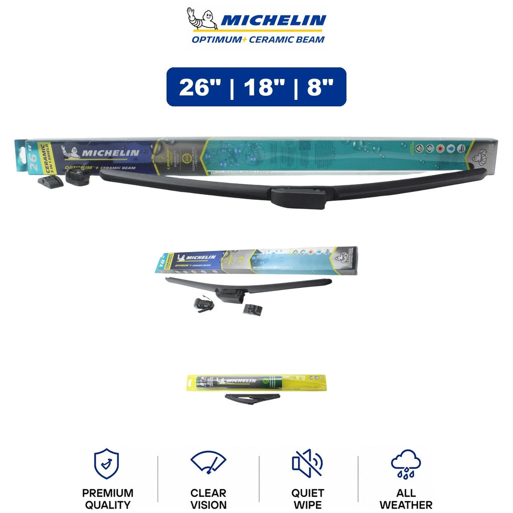 Set of 3 Michelin Optimum+ Ceramic Beam Wiper Blades for CT200h (2011–2017)