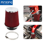 3" 76mm Inlet Cold Air Intake Cone Replacement Dry Air Filter Red