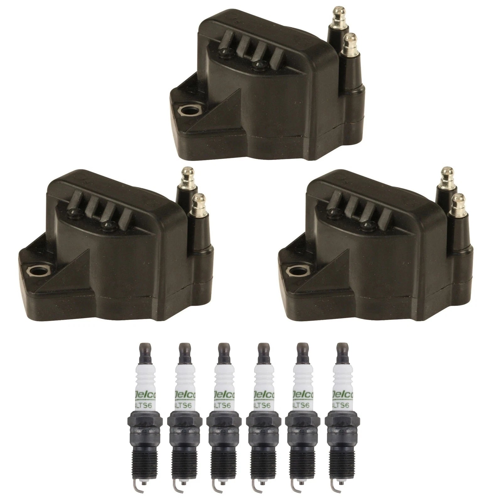 Set of 3 Ignition Coils & 6 Spark Plugs for Buick Chevy Olds V6
