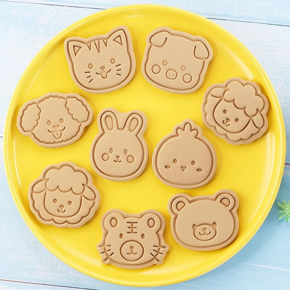 Set of 8 Animal Themed Cookie Cutters for Baking