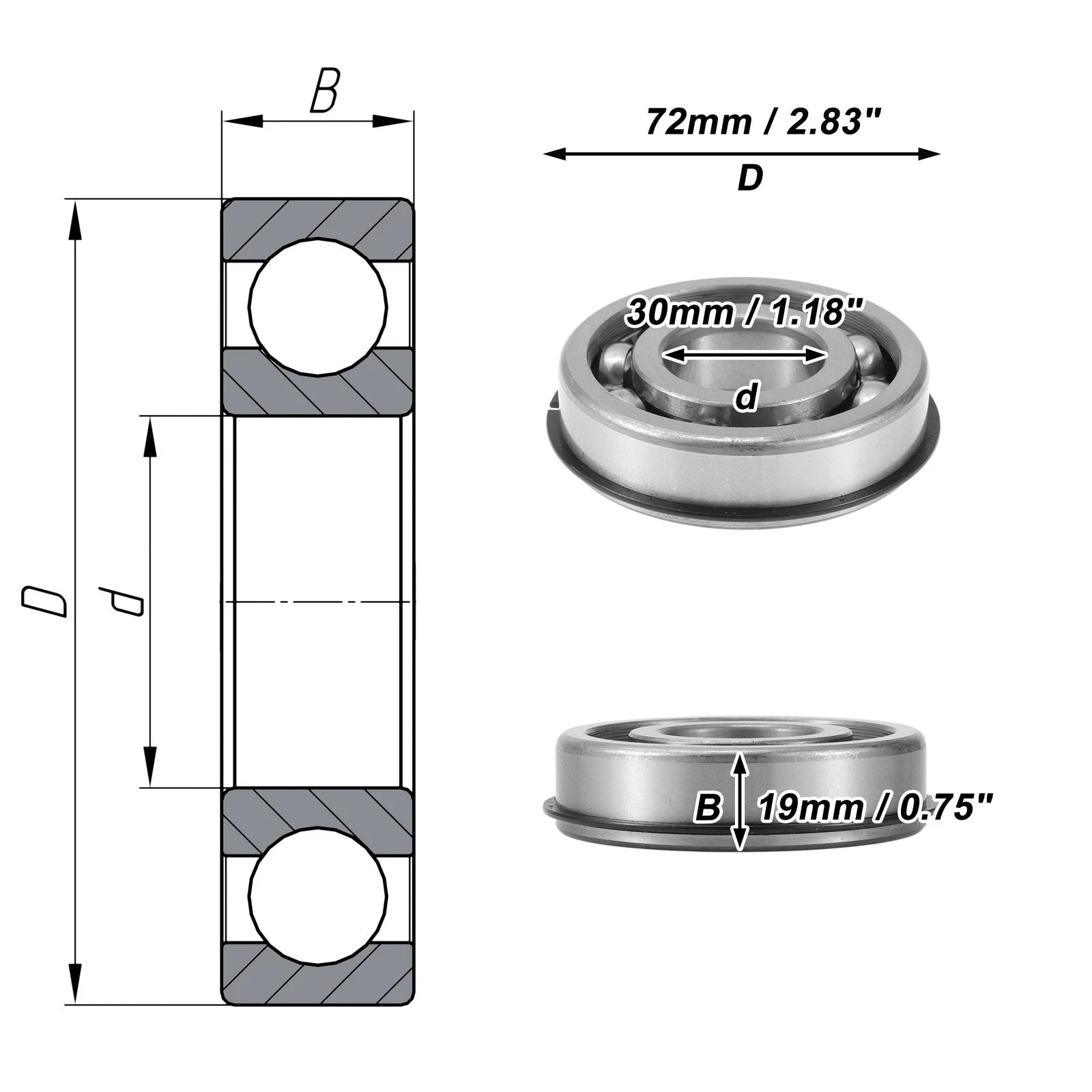 6306NR Deep Groove Ball Bearing for Scooter Skateboard Wheel (P0)