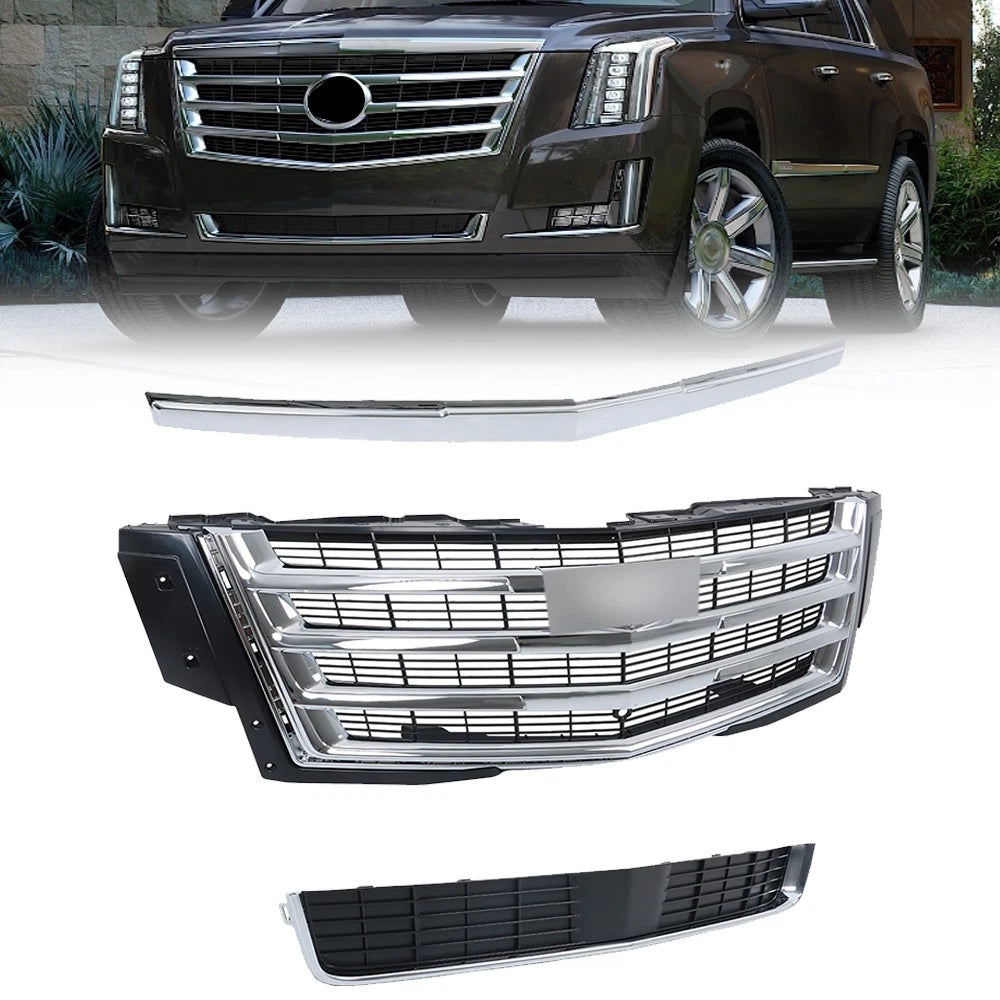 Chrome Front Bumper Grille & Hood Molding for Cadillac Escalade (2015–2020)