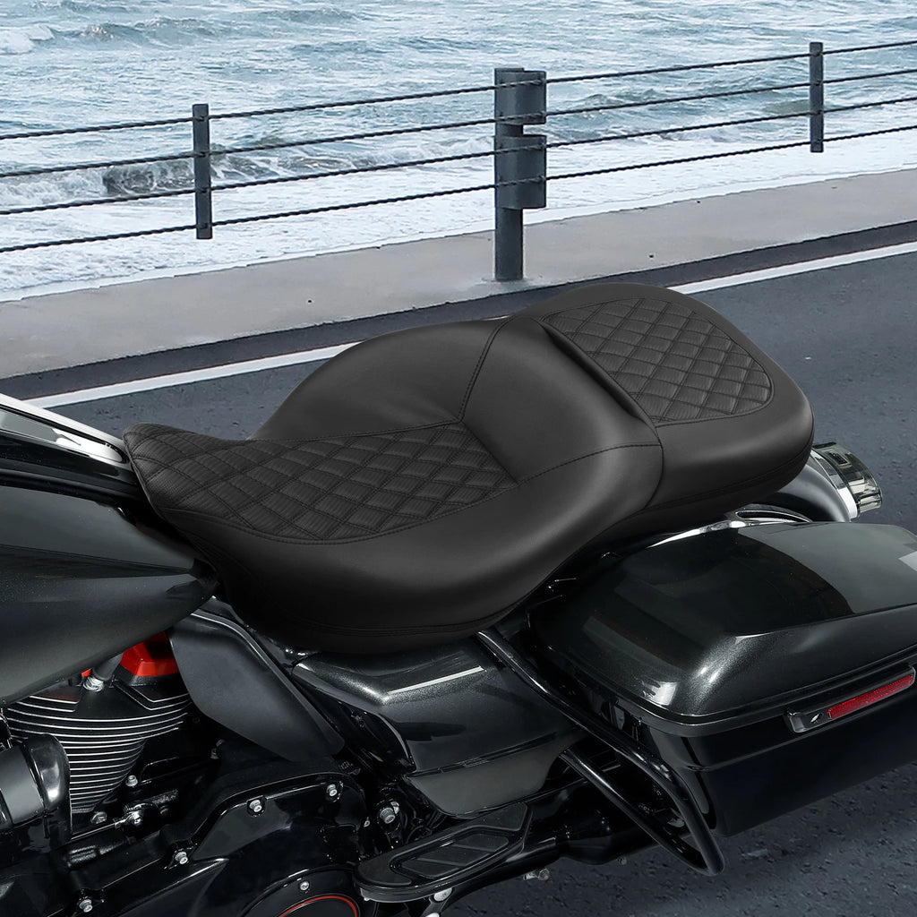 Black Driver Passenger Seat for Harley Electra Street Road Glide (2009–2023)
