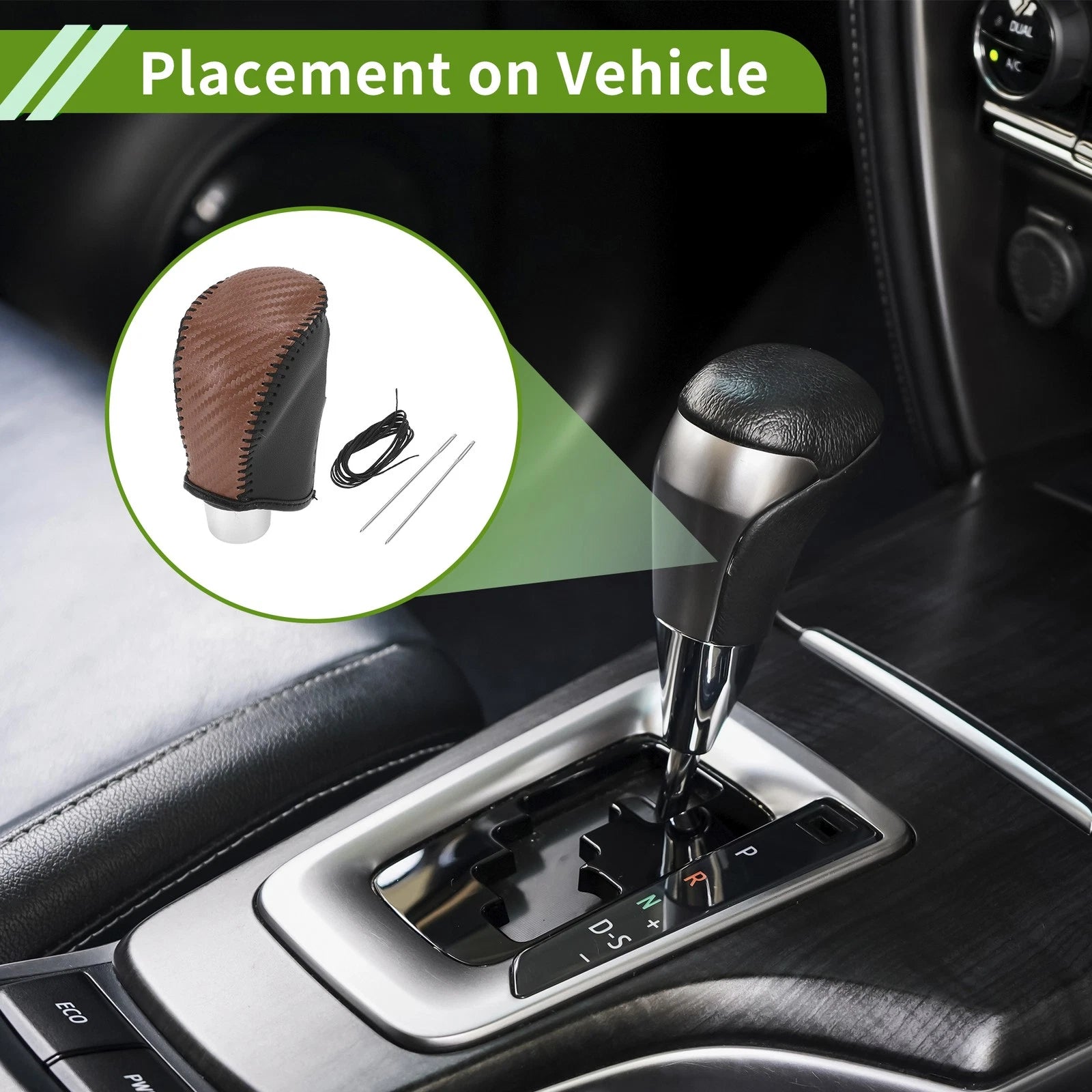 Gear Shift Knob Cover for Nissan Rogue (2017–2020) Brown Carbon Fiber