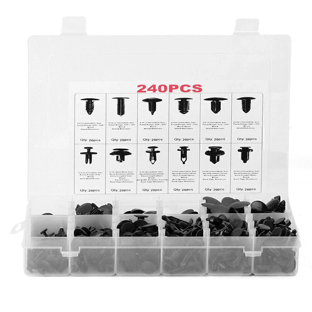 240 Pcs Plastic Push Pin Rivet Fasteners Clips for Car Auto Body