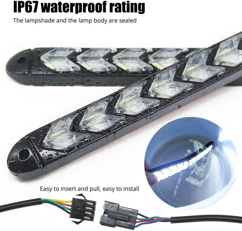 Switchback Flowing LED Amber White Arrow Flasher for DRL Turn Signal Light (-)