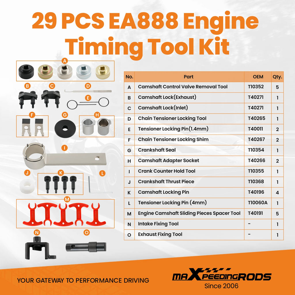 29PC Timing Tool Kit for Audi VW 2.0T TSI EA888 (2008-2018)
