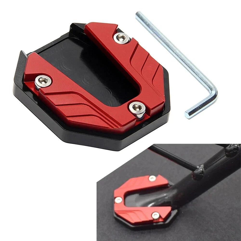 Kickstand Extender Foot Stand Pad for Motorcycle Bikes - Red