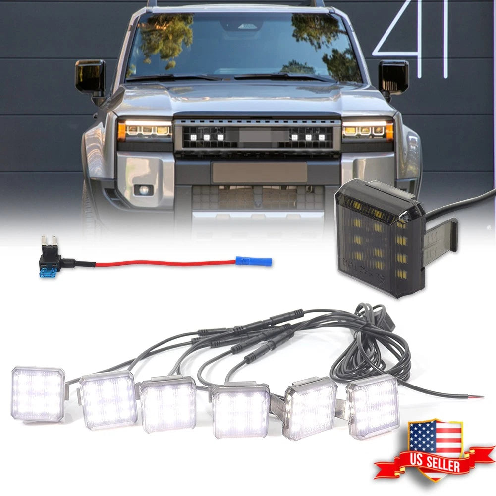 6X Smoke White LED Front Grill Lighting Kit for Toyota Land Cruiser (2024+)
