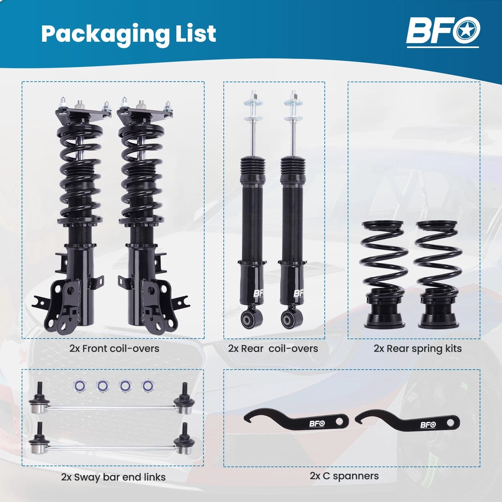 Adjustable Coilover Struts Springs Kit for Honda Civic (2012–2015) FG/FB