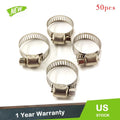 50pcs Stainless Steel Adjustable Hose Clamps for Fuel Line (Universal)