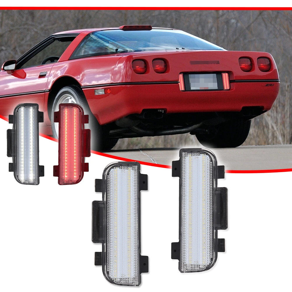 2X Clear White LED Rear Tailgate Reverse Lights for Corvette C4 (1984–1990)