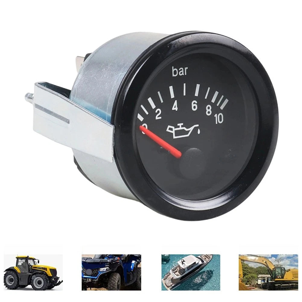 Boat Engine Oil Pressure Gauge 52mm 0-10 Bar Analog 12V