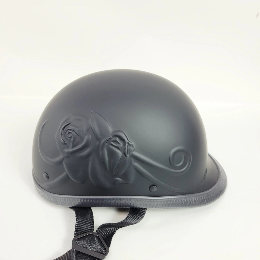 Half Helmet for Motorcycle DOT Approved Rose Tattoo Polycarbonate Shell