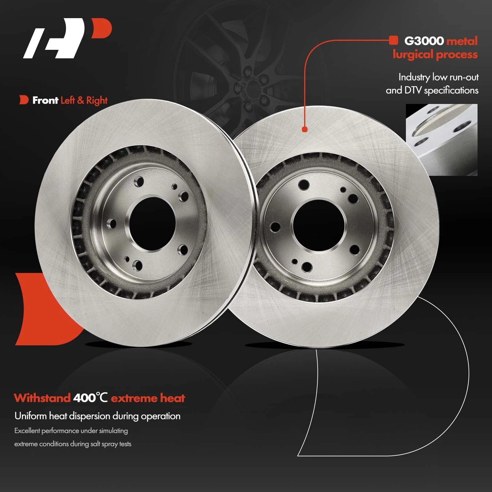 Front Disc Brake Rotors for Hyundai Elantra (2017–2020) Sonata Kia Forte