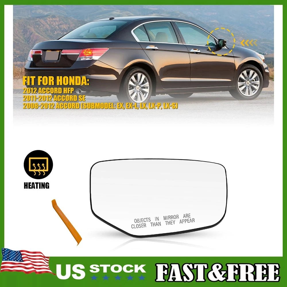 Right Side Mirror Glass for Honda Accord (2008â2012) with Backing Plate