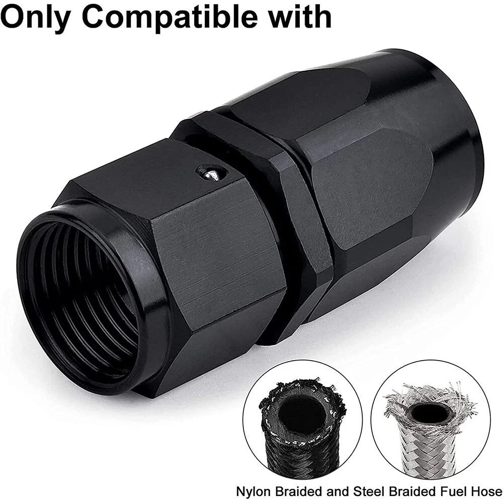 2PC AN6 Straight Swivel Hose End Fitting Adaptor for Oil Fuel Line (Fit)