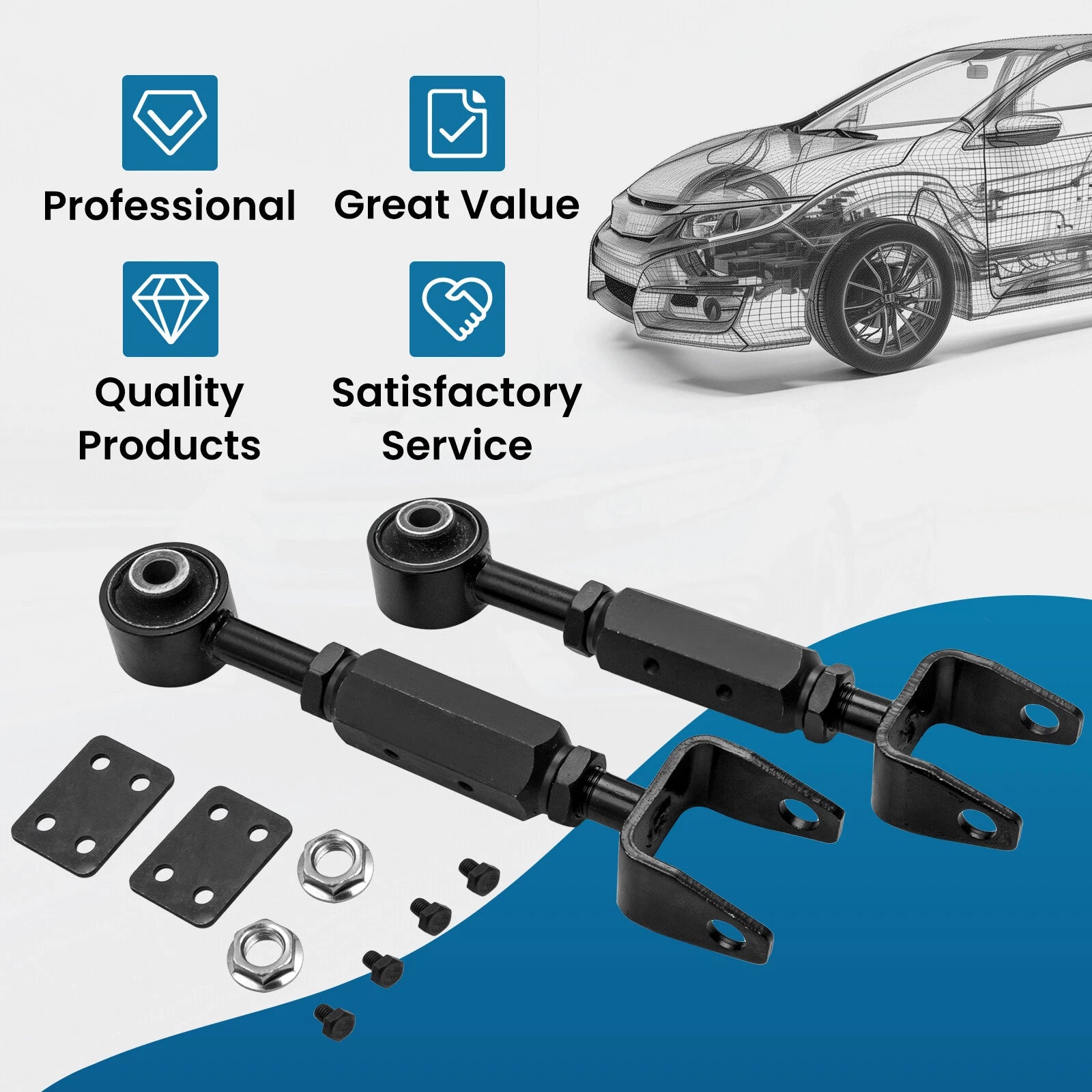 2X Adjustable Rear Upper Control Arms Assembly for Honda Element (2003–2011)