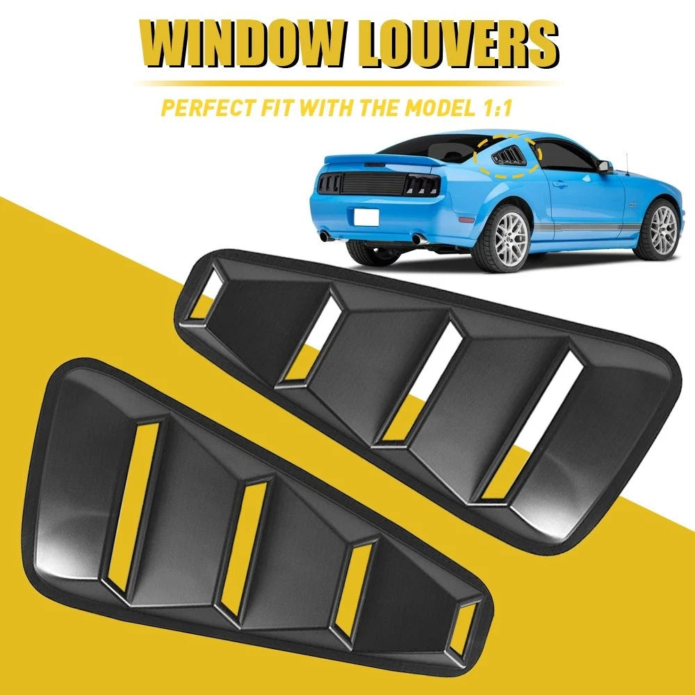 2X Window Louvers Scoop Cover Vent for Ford Mustang Coupe (2015–2023)