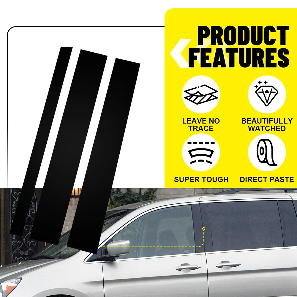 Set of 6 Black Pillar Posts for Honda Odyssey (2005–2010) Door Trim