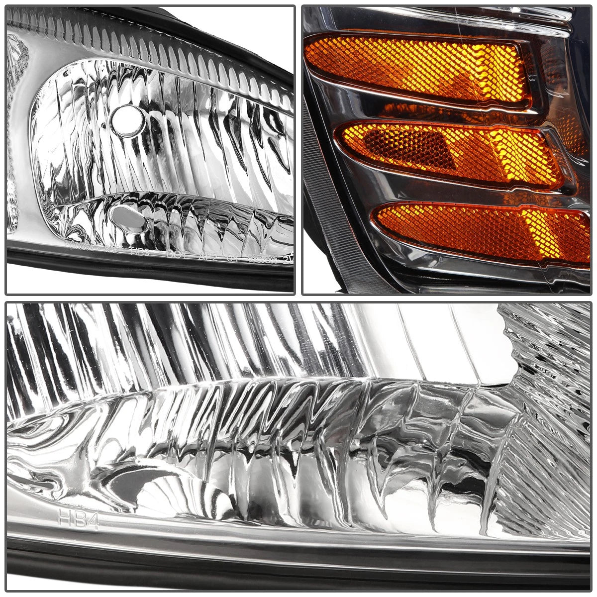 Pair Chrome Amber Side Headlight Lamps for Pontiac Grand Prix (2004–2008)