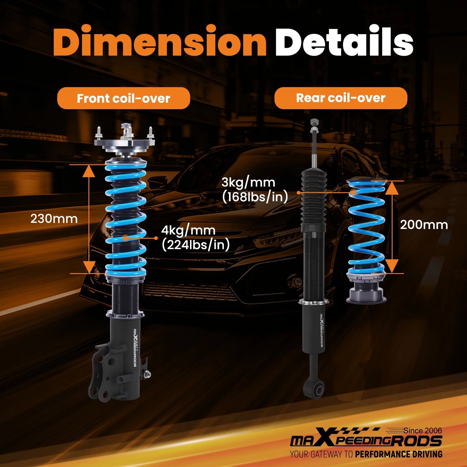 Coilover Shock Absorbers for Toyota Echo (1999–2005)