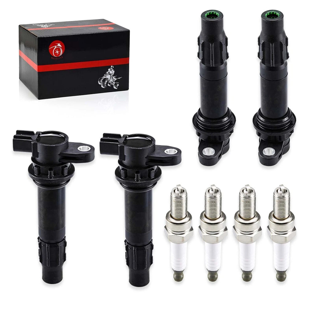 Set of 4 Ignition Coils & Spark Plugs for Yamaha Wave Runner VX Cruiser (2006–2019)
