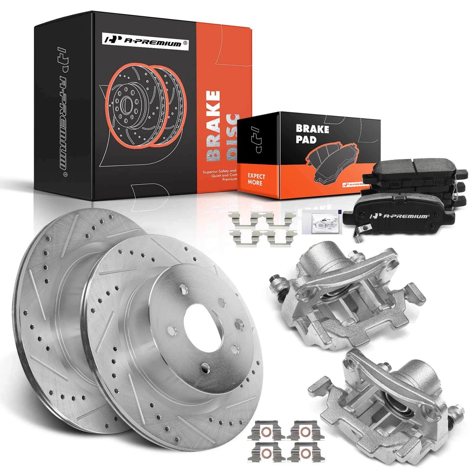 Set of 8 Rear Drilled Brake Rotors and Pads for Nissan Murano (2003–2023)