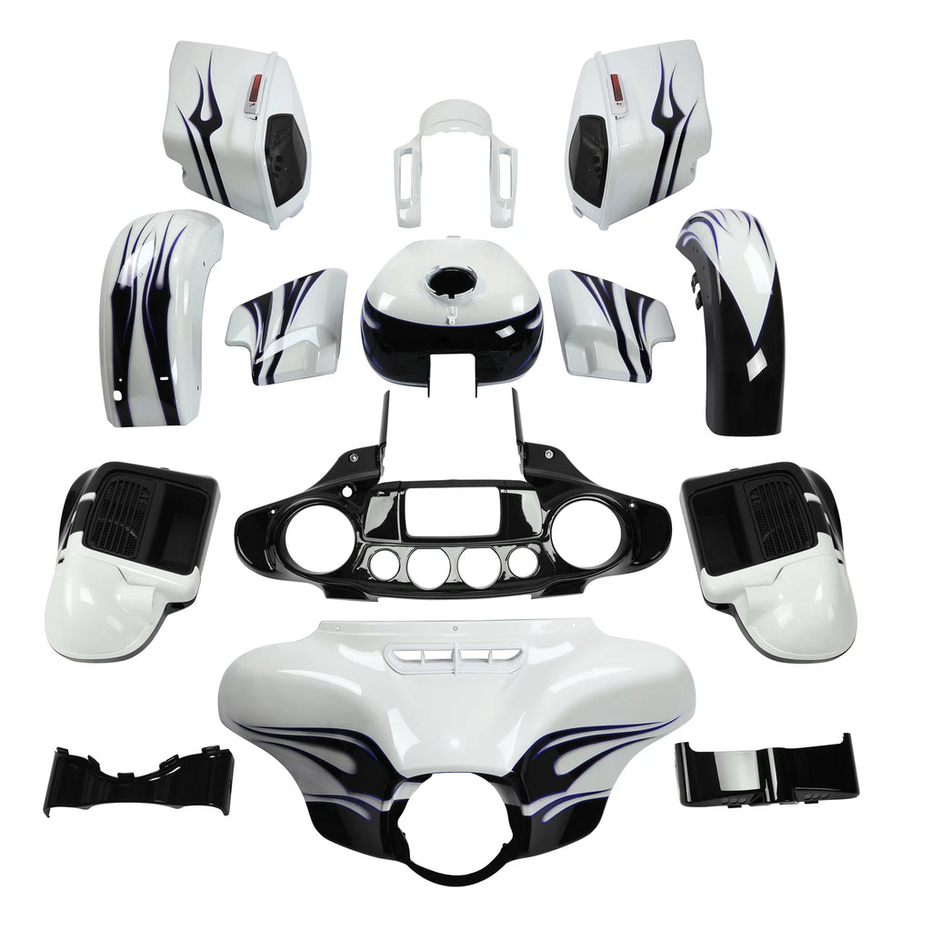 Fairings for Harley CVO Street Glide (2014) - White Amethyst Black Licorice Flames