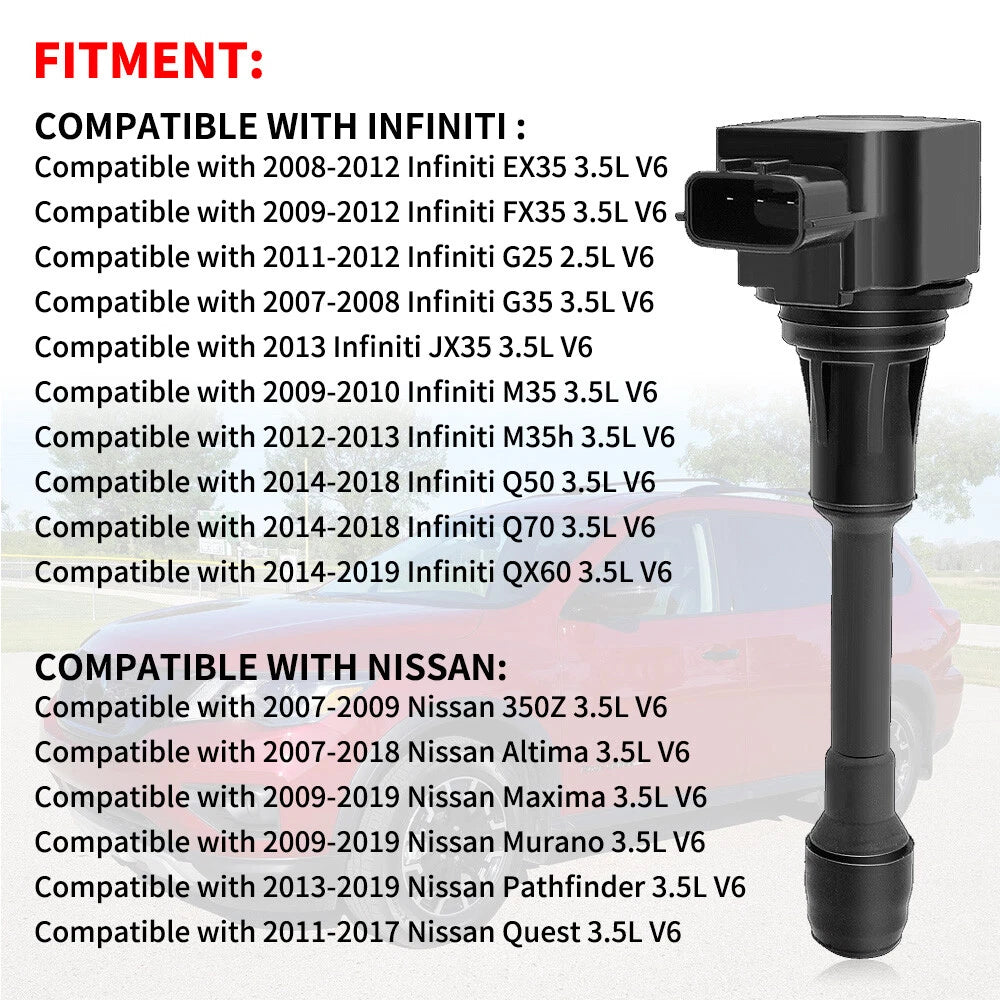 6X Ignition Coils + 6X Iridium Spark Plugs for Infiniti G37 M37 (2008–2013)