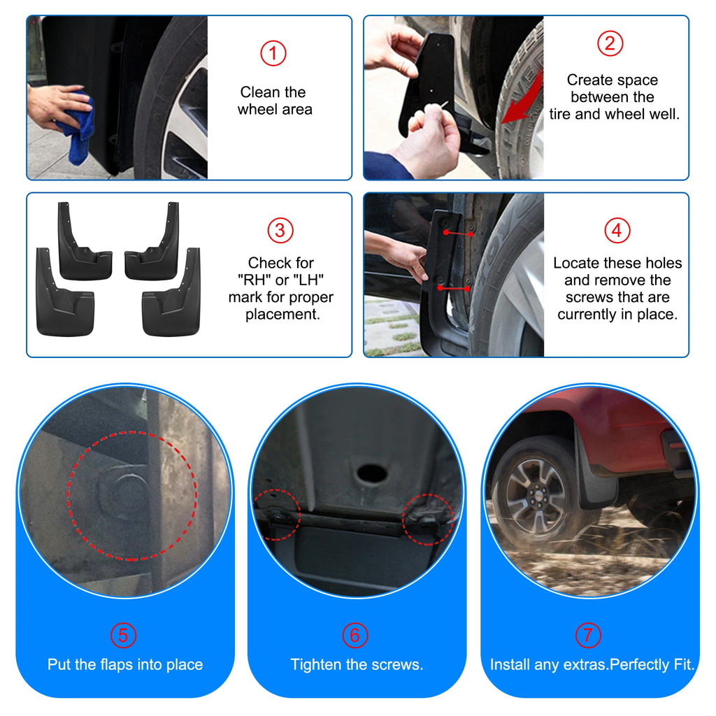 Mud Flaps Front Rear 4PCS for Ram 1500 (2019-2024)