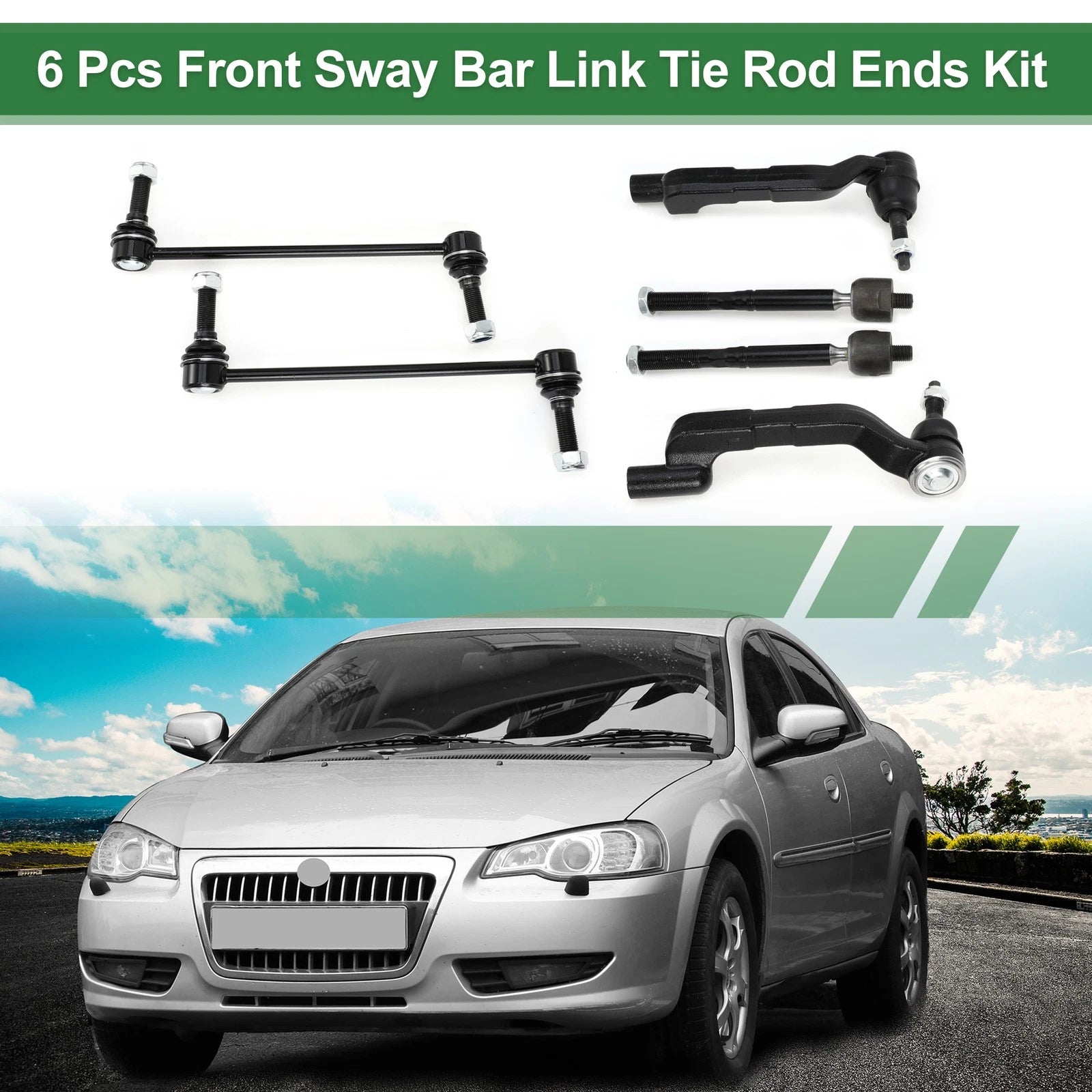 6pcs Front Suspension Kit Tie Rod End for Chrysler 300, Dodge Charger (2005–2010)
