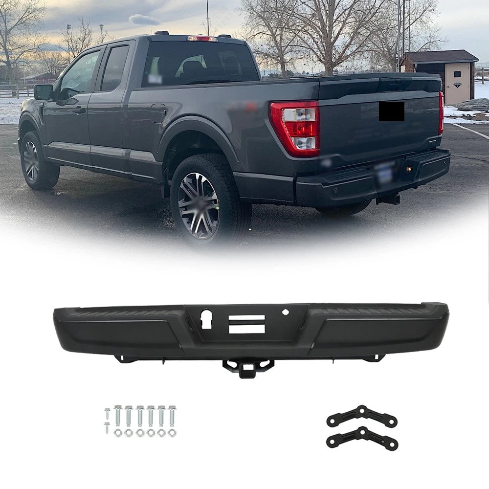 Rear Bumper Assembly for Ford F-150 (2021–2023) Black Without Sensor Holes
