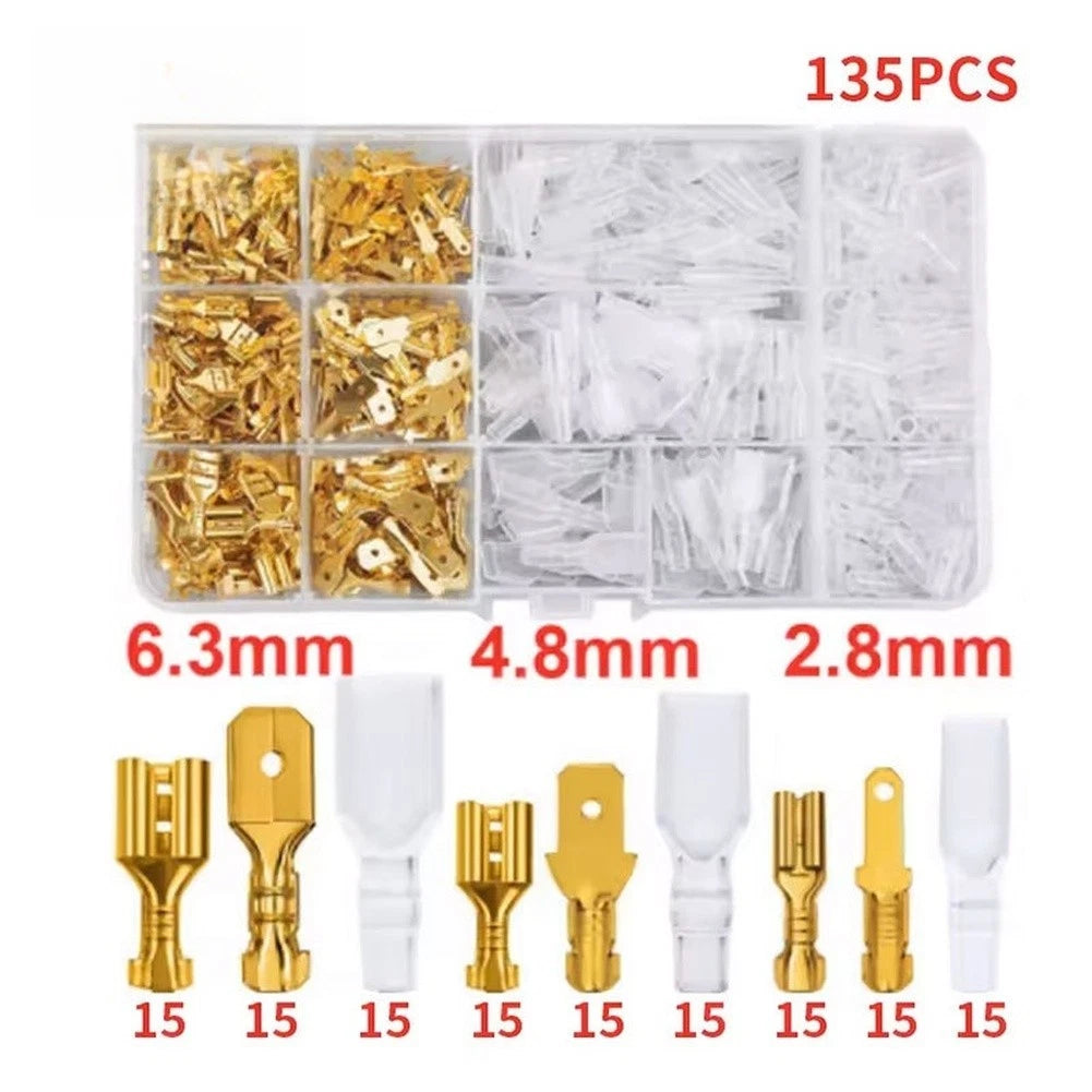 135 Pcs Gold Crimp Connectors for 0.5-2.5mm2 Wire AWG 22-14