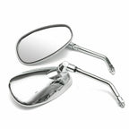 Chrome Oval Rear View Mirrors 10mm Thread for Motorcycle Universal